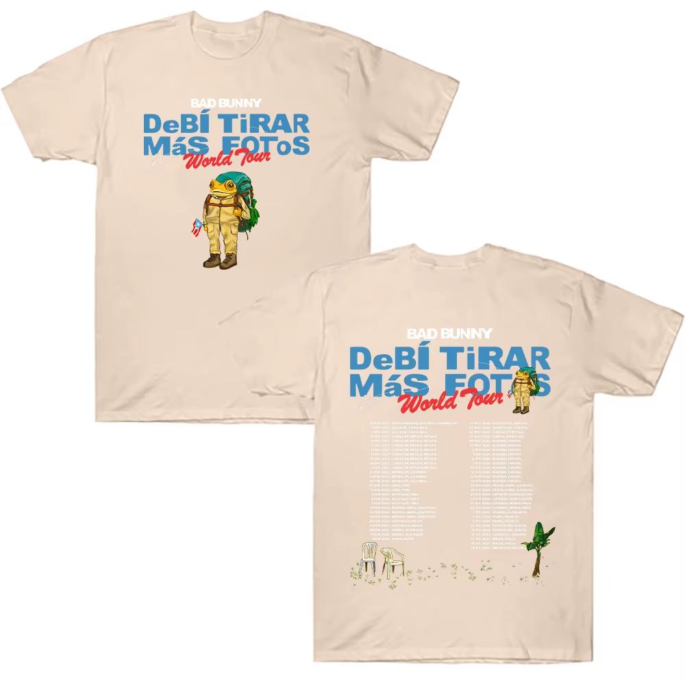 Bad Bunny Debí Tirar Más Fotos World Tour 2026 T-Shirt Rapper Bad Bunny Baumwoll-Tee Männer Frauen Hip Hop Übergroßes T-Shirt Streetwear