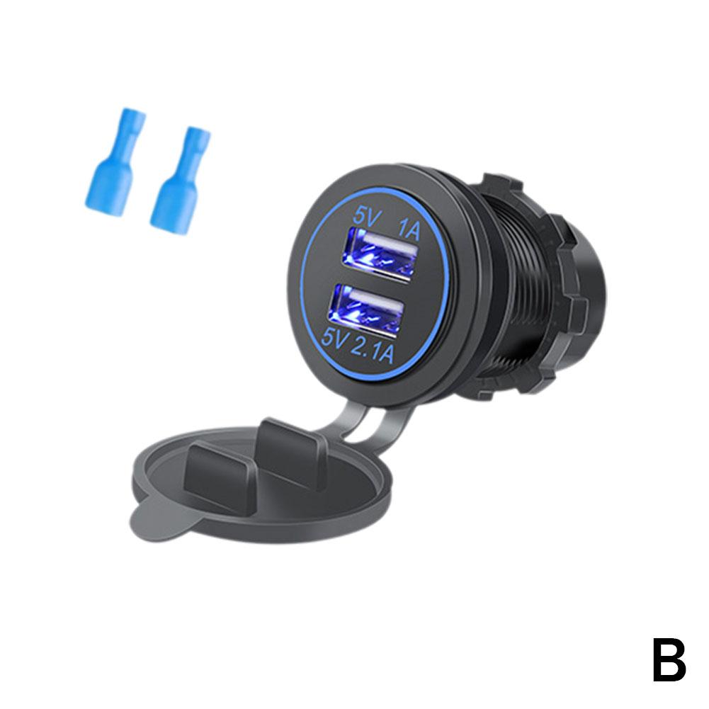 Universal Motorcycle Car Charger LED Light Dual USB Charger Power Socket Cigarette Waterproof Light For Auto Truck ATV Boat