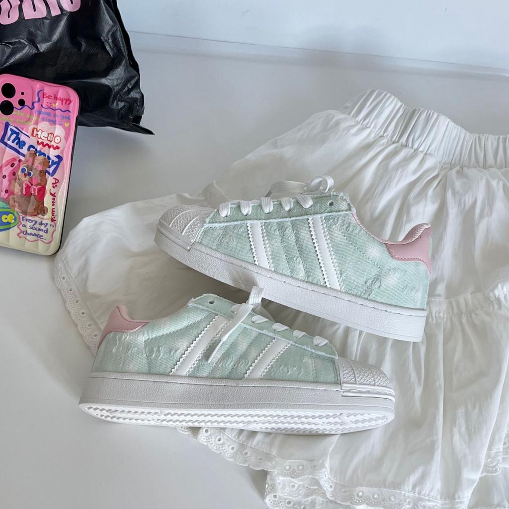 Summer rainbow cream sneakers shell head chic board shoes couple Harajuku