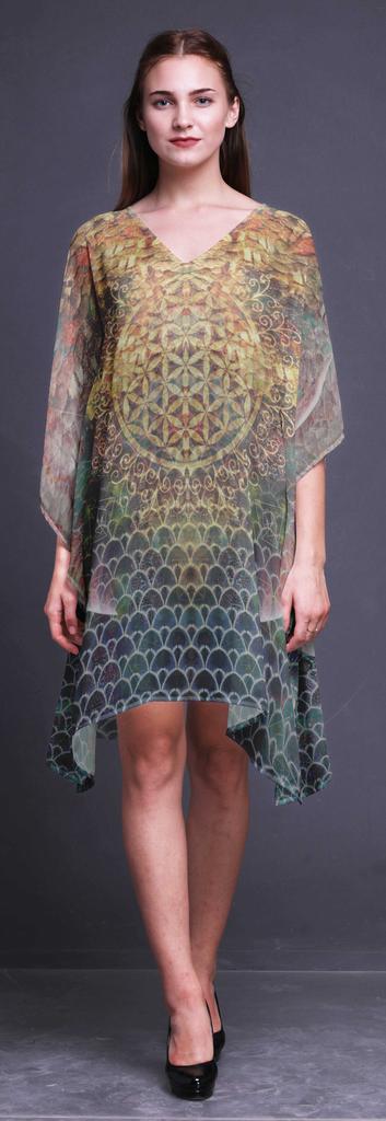 Phagun Short Caftan Midi Dress Beach Swimwear Cover Up Womens Kaftan-4X-5X