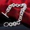 Fashionable Korean-Style Triple Circle Bracelet in Electroplated 925 Silver
