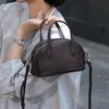 Leather Portable Bowling Bag Women's 2026 New Niche Fashion Pillow Bag Versatile One Shoulder Crossbody Small Bag