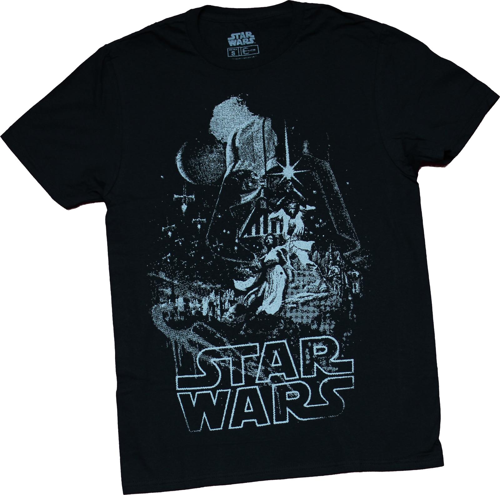 Star Wars Mesn T-Shirt - Speckled B/W New Hope Poster Image S