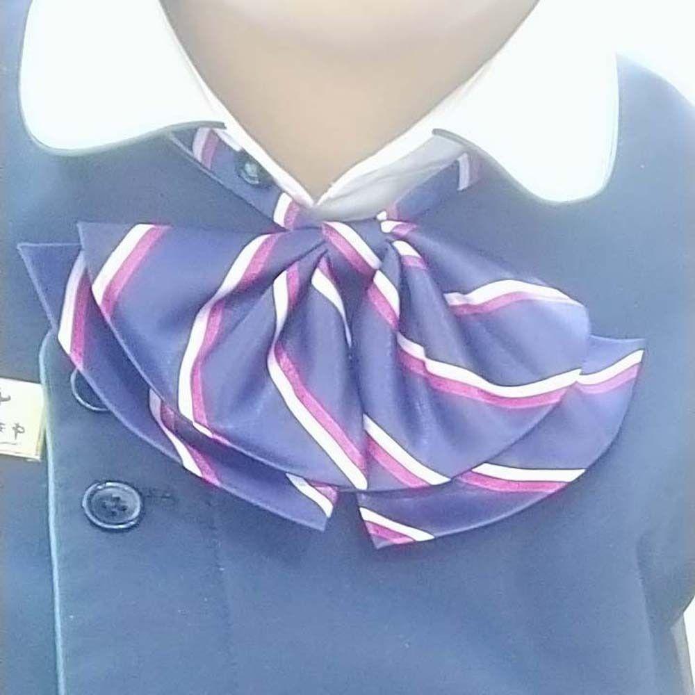 Stripe Airline Stewardess Necktie Double Layer School Students Neckties Bowknot Neckties  Daily