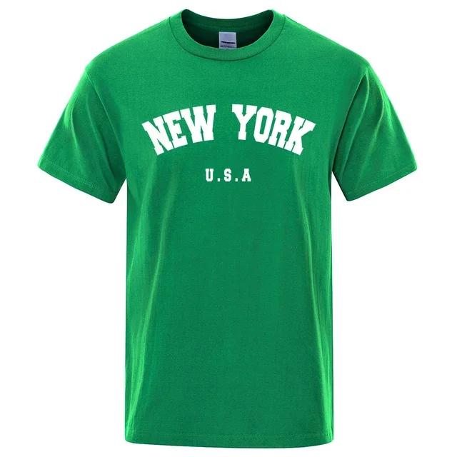 Pánské USA New York EUA City Street Impresso Camisetas, volné oversized tričko, Respirável Manga Curta Algodão Vestuário, Moda