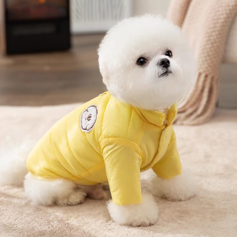 Autumn and winter dog cotton clothes Macaron color simple cotton clothes can pull winter small dog teddy pet clothes