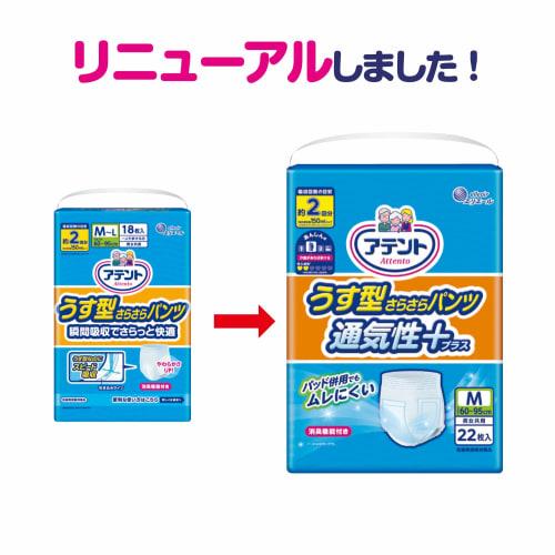 Attends Thin, Smooth Pants, Breathable Plus, Size M, Unisex, 22 Count (For those who can walk with assistance)