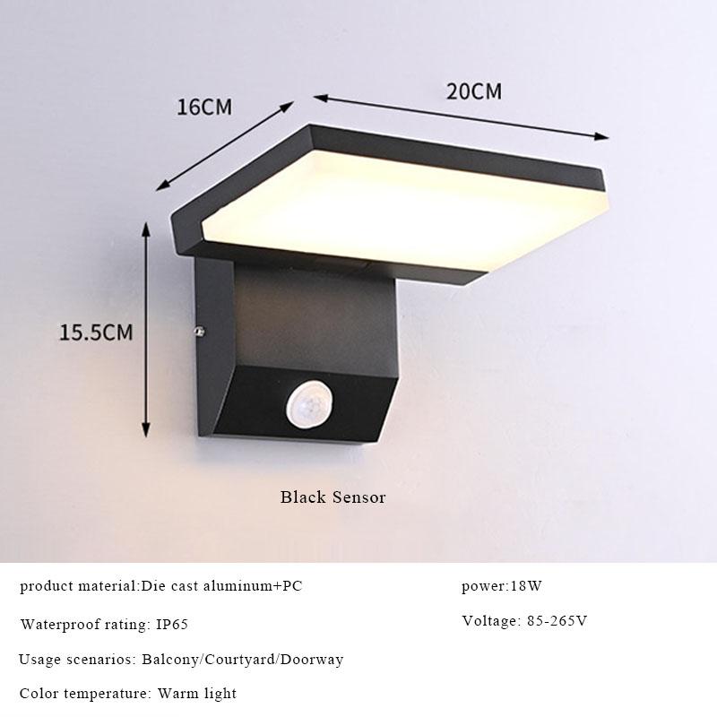 IP65 Waterproof Sensor Wall Lamp LED Outdoor Wall Light Adjustable Angle Wall Lights  Aluminum Alloy Entrance Corridor Balcony