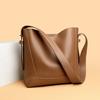 Vintage High Quality Genuine Leather Bucket Bag Women Shoulder Messenger Bag Luxury Large Capacity Female Commute Tote Purse Sac
