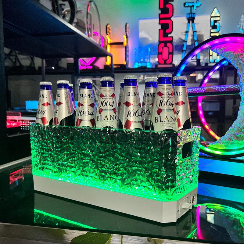 ZISIZ Upgraded LED Glass Ice Bucket