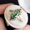 Luxury 2025 New Jewelry Alloy Inlaid Green Horse Eye Zircon Ring Ins European and American Women's Diamond Ring