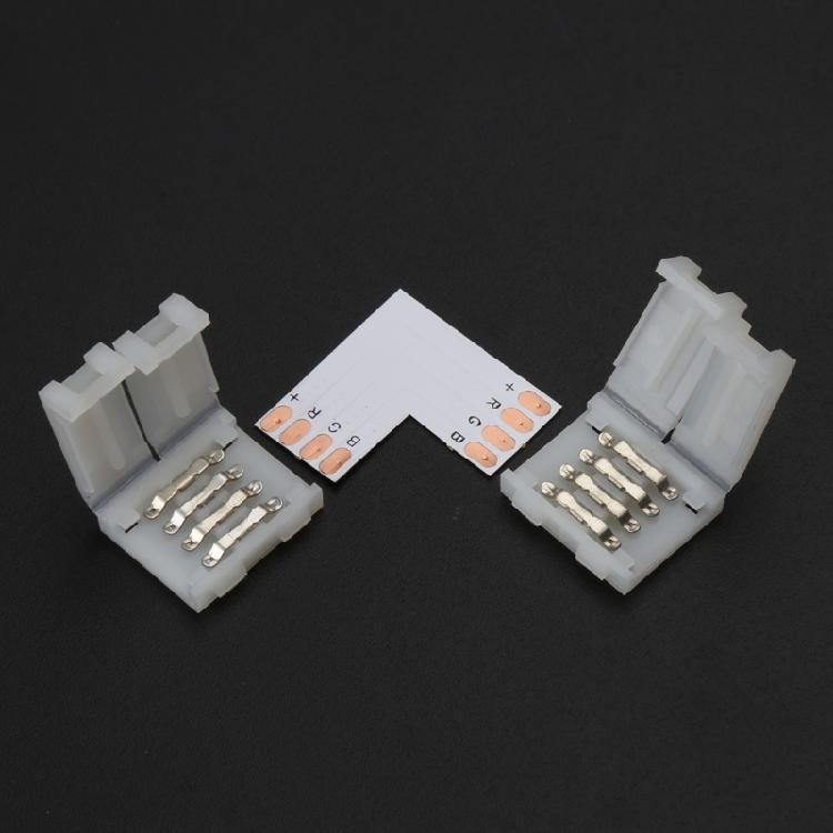 No Soldering Led connectors 4 Pin T/L/X Shape 90 Degree Corner connectors Solderless LED Strips Connectors Easy to Use