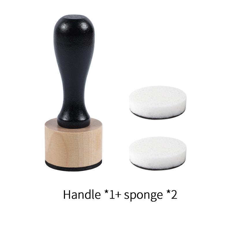 Wood handle Coloring Sponge Seal Hollowed-out stencil Coloring tool Hand Ledger Printing diy Smudge tool (Handle *1+ sponge *2)