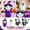 Plush Soft Stuffed Doll Witch Character with Hat and Bow Tie Halloween Plush Toy Gift for Kids and Collectors