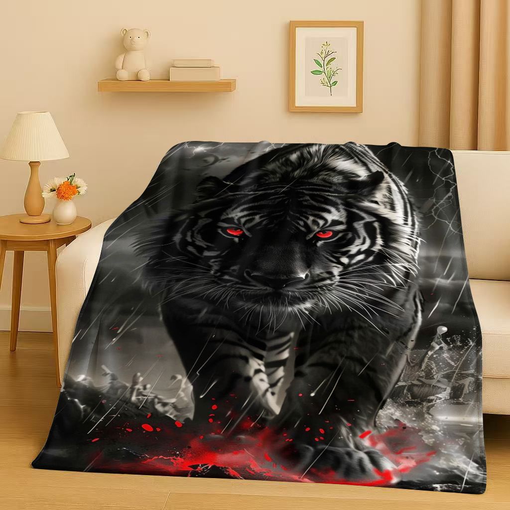26 Style Tiger Lion Beast Art Cartoon Flannel Blanket,Ultra Soft Warm Plush Throw for Home Bedroom Bed Sofa Cover Office Travel