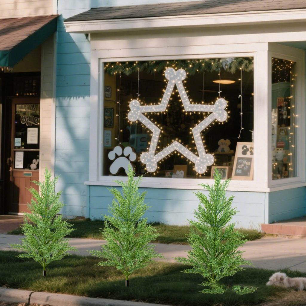 Künstliche Grüne Pflanze Erdspieß, Geeignet für Weihnachtsveranda Dekoration Außen und Innen