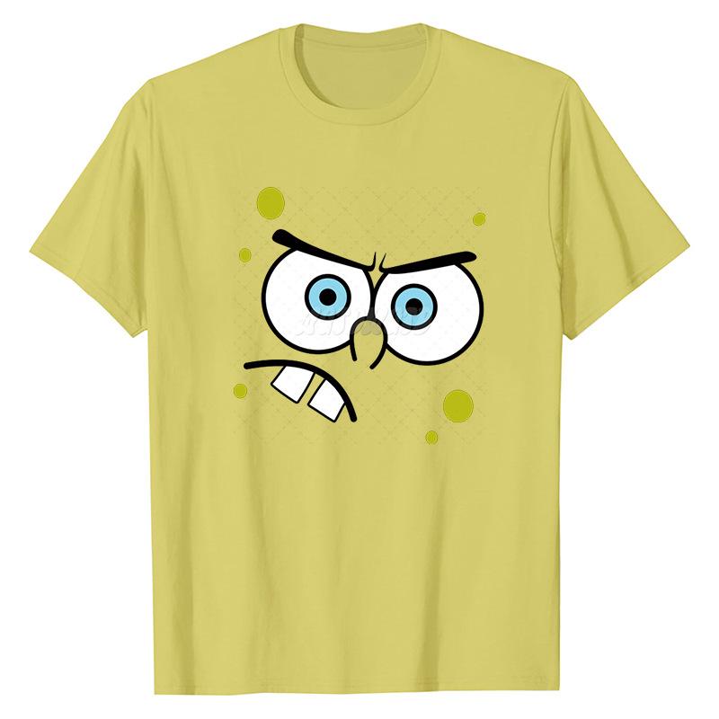 SpongeBob SquarePants Animation Printed Cotton T-shirt Men Women Casual Round Neck Top Short Sleeved T-shirt