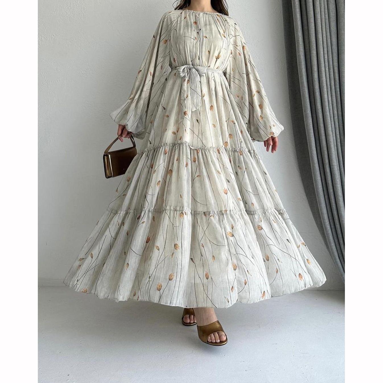 

Мусульманское платье Абая для Ид, женское шифоновое платье с принтом и поясом, Джалабия, кафтан, ислам, Vestidos, Ларго, арабский длинный халат, Рамадан, Марокко, Абая M