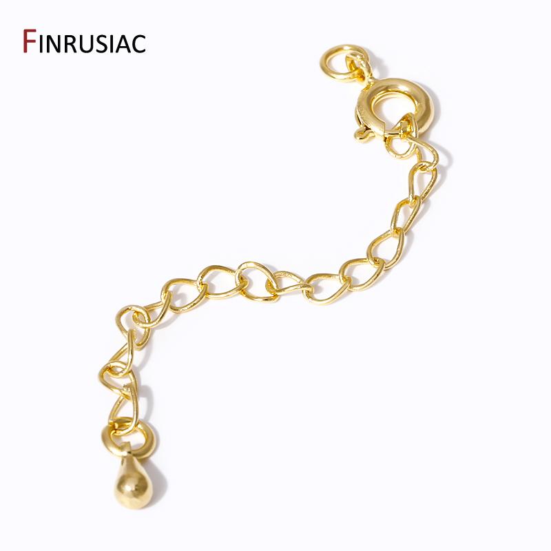 14K Gold Plated Extension Chain With Lobster Clasps End Extension Tail Chain Connector For DIY Bracelet Necklace Making Findings