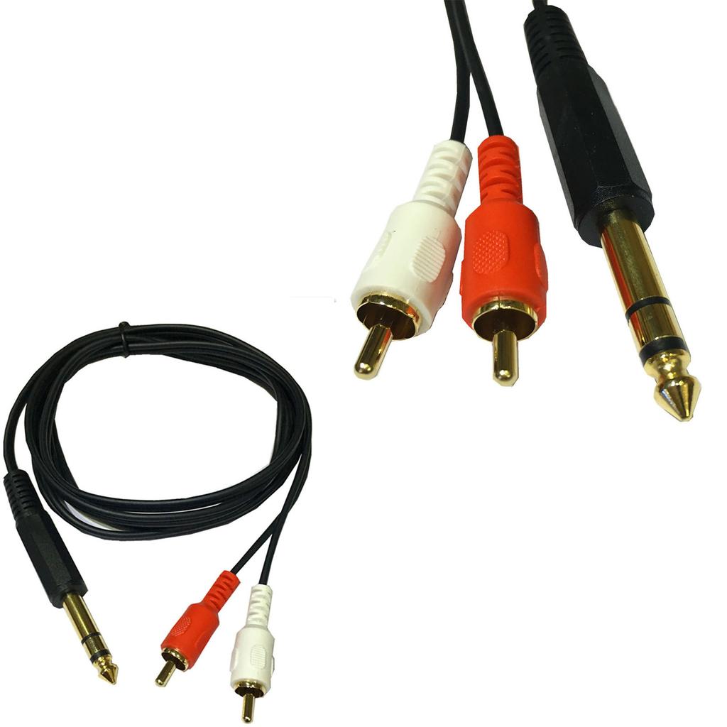 6.35mm 1/4" Male Stereo-TRS Jack To 2 Phono-RCA Y-splitter Male Aux-Cord Audio-Cable Extension Adapter Wire Line