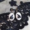 Gothic Skull Queen Cameo Crow Woman Charm Earrings
