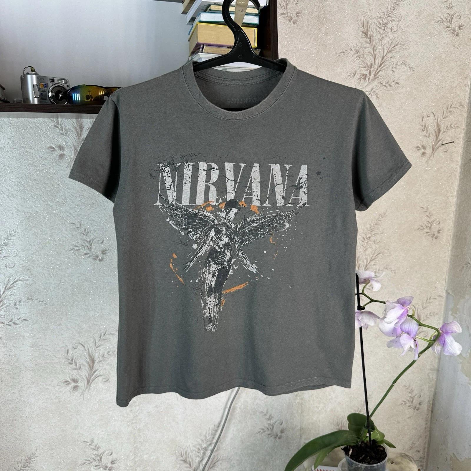Nirvana T shirt Angel in Utero Grey 2022 Grunge Streetwear Rock Tee Band S 2XL