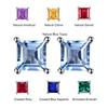 JewelryPalace Square Genuine Blue Topaz Amethyst Citrine Garnet Created Sapphire Ruby Emerald 925 Sterling Silver Stud Earrings