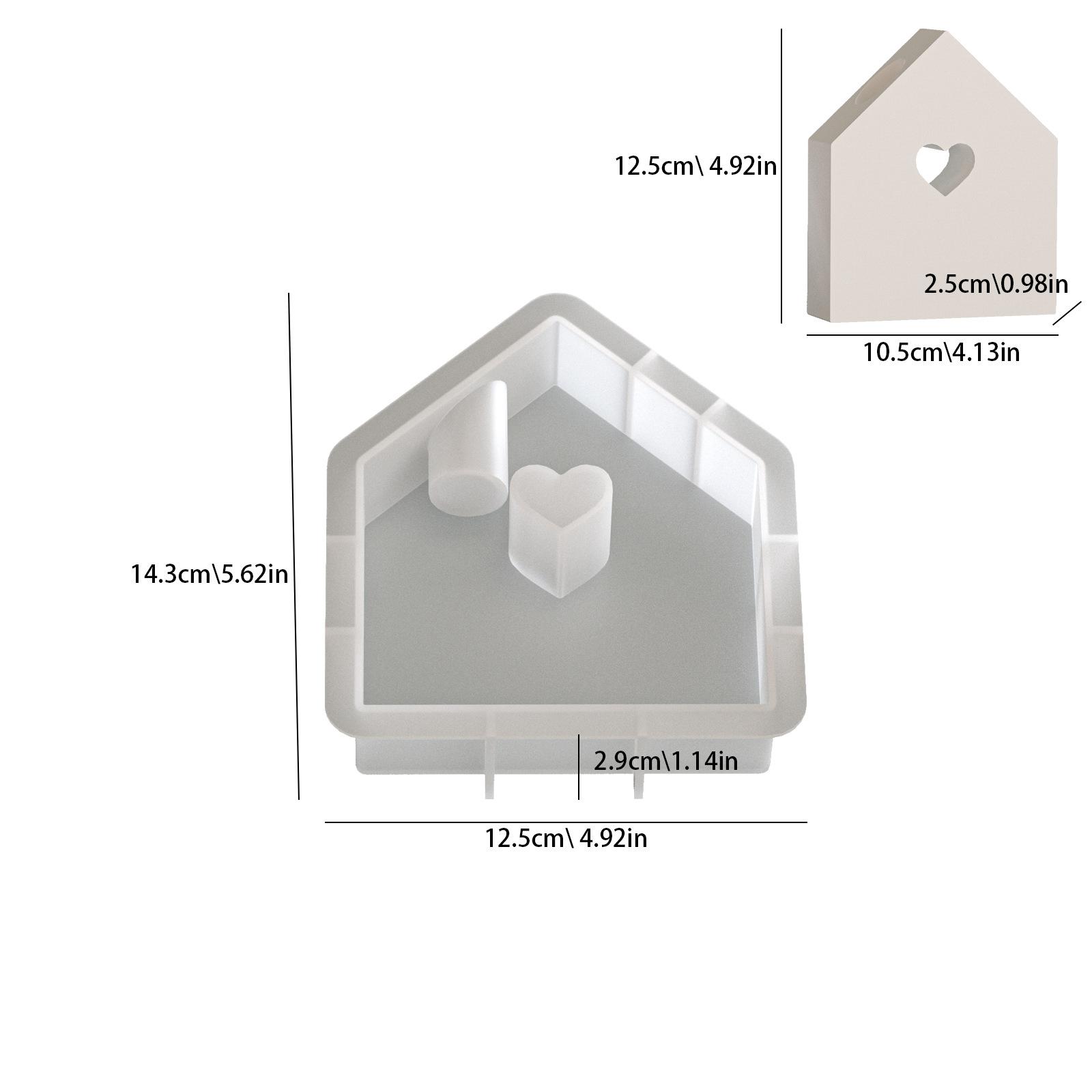 

Hollow Love House Candle Holder Silicone Mold Diy Aromatherapy Plaster Candle Holder Decoration Mold білий