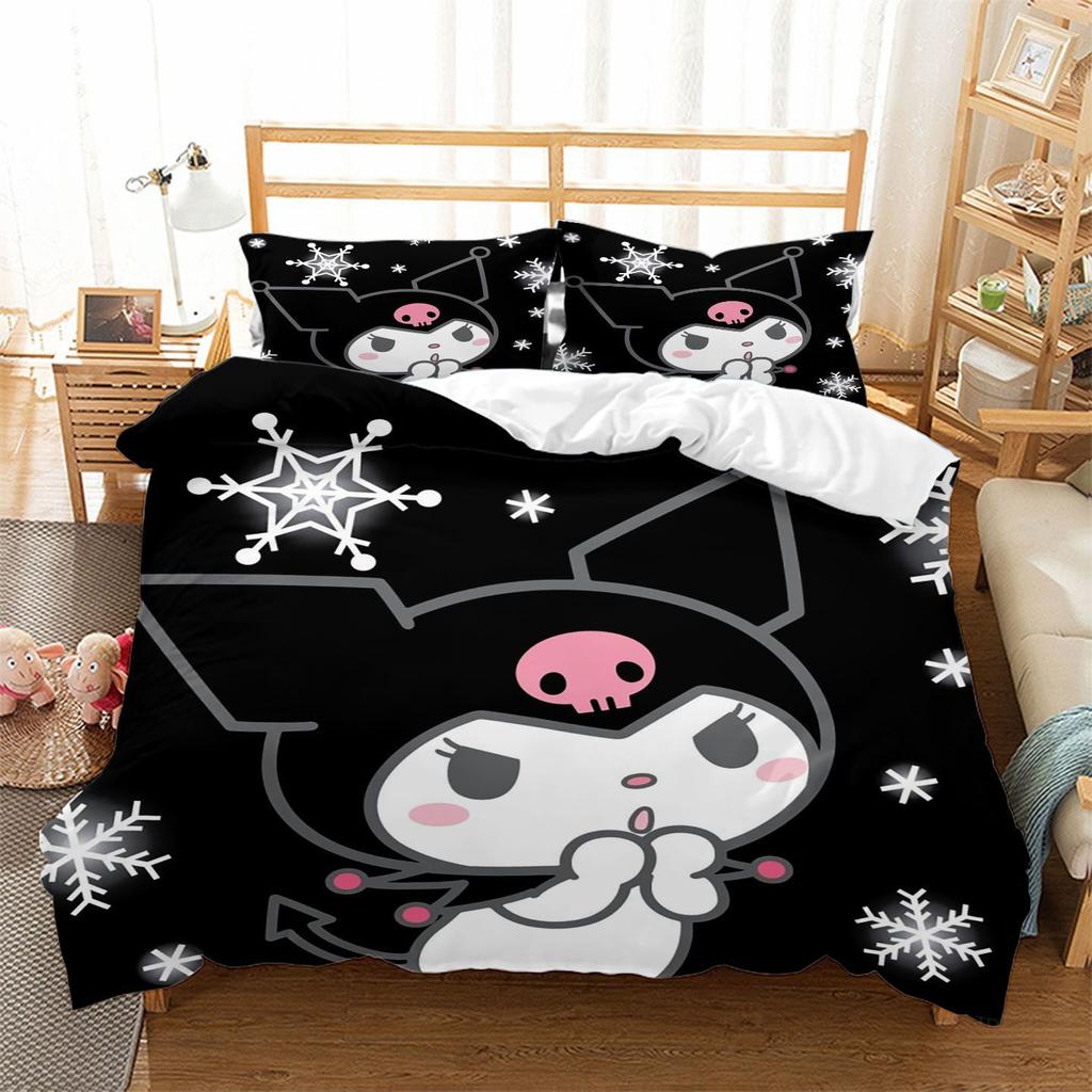 Hot Cartoon Character Kuromi Bedding Setkuromi Melody Duvet Cover Bed Set Quilt Cover PillowcaseKing Queen Size Bedding Set