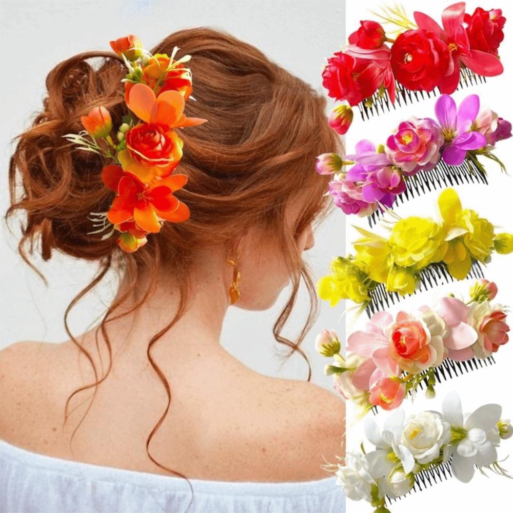 Sweet Thailand Flower Hairpin Bohemian Thai Hair Accessories Barrettes Flower Hair Comb  Headwear