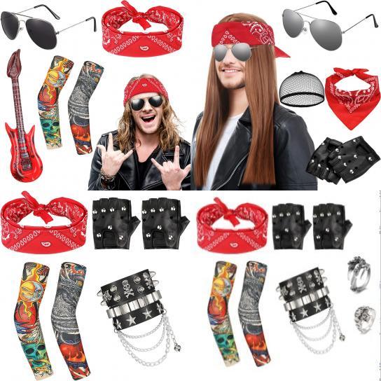 Kostium Cosplay Heavy Metal Rock z Okularami Przeciwsłonecznymi Dla Dorosłych i Dzieci