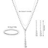 Women Jewelry Set Silver Necklace Earrings Bracelet Rhinestone Crystal Bridal Wedding Jewelry Sets for Brides Bridesmaid Wedding Party