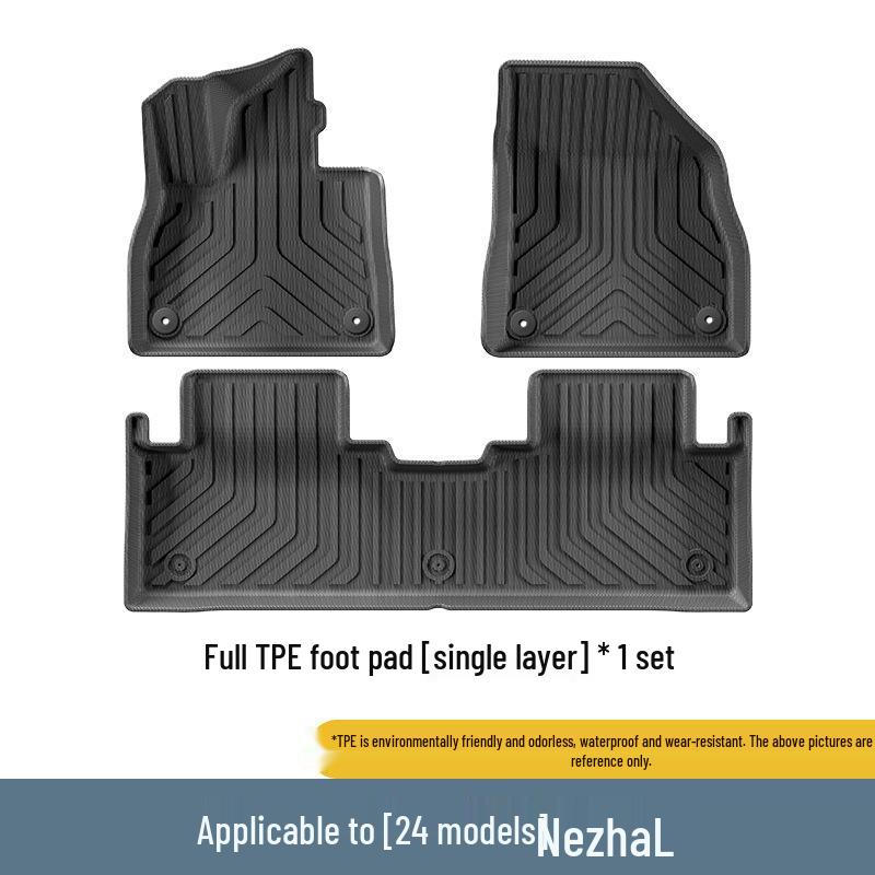 Custom All-TPE Floor Mats for 24 Nezha L Car Models, Including Trunk and Seat Backrest Mats.