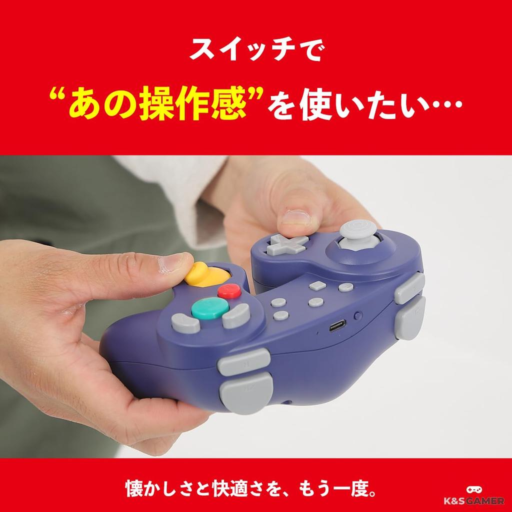 controls x controller for 2 USB charging support compatible [GC-style Wireless] GameCube-style Switch/Switch Vibration, Turbo, PC/Steam (Navy)