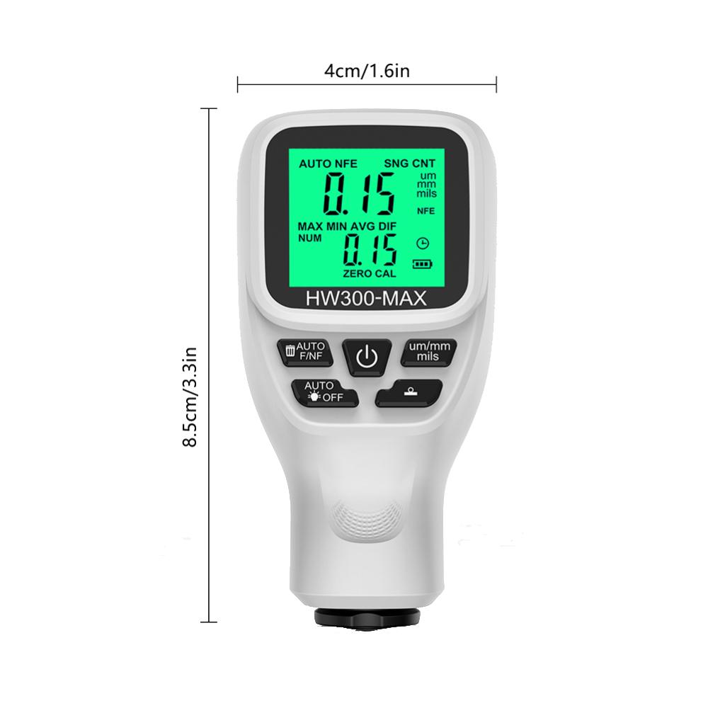 Car Paint Coating Thickness Gauge Car Paint Electroplate Metal Coating Thickness Tester Meter 0-2000um Fe & NFe Probe