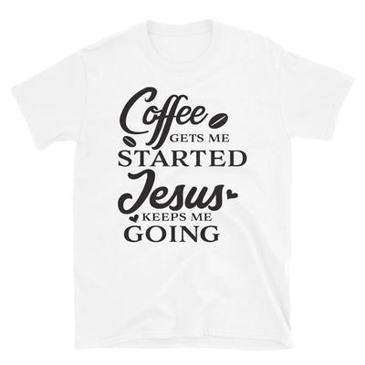 Kaffee gibt mir den Start Jesus hält mich am Laufen T-Shirt