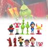 12 Adorable Grinch Figurines Christmas Themed Green Furry Characters Collectible Decor