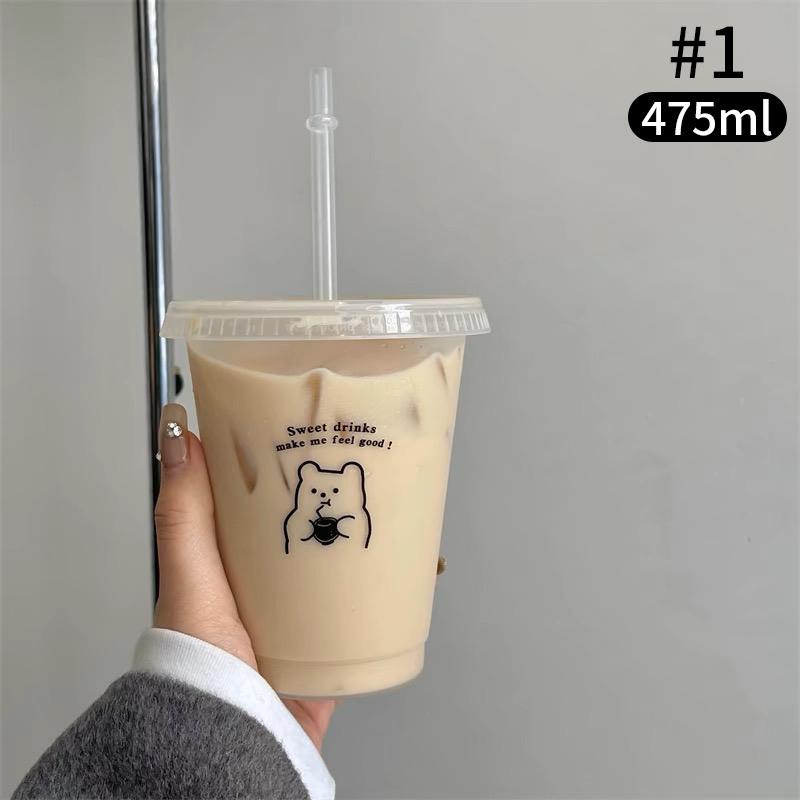 500/850ml Water Bottles Juice Milk Plastic Cup with Lid Straw Bubble Tea Coffee Cups Large Capacity Drinkware Transparent
