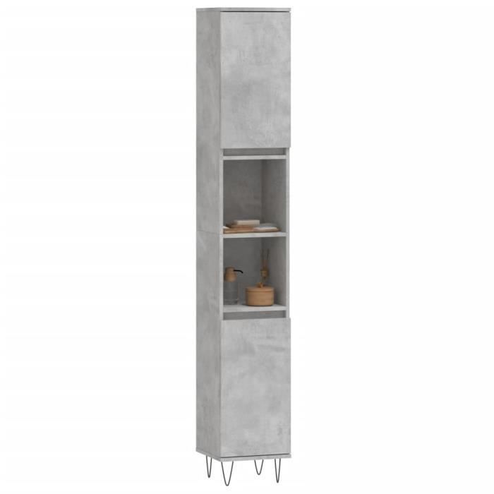 VidaXL Armoire de salle de bain gris béton 30x30x190 cm 831536