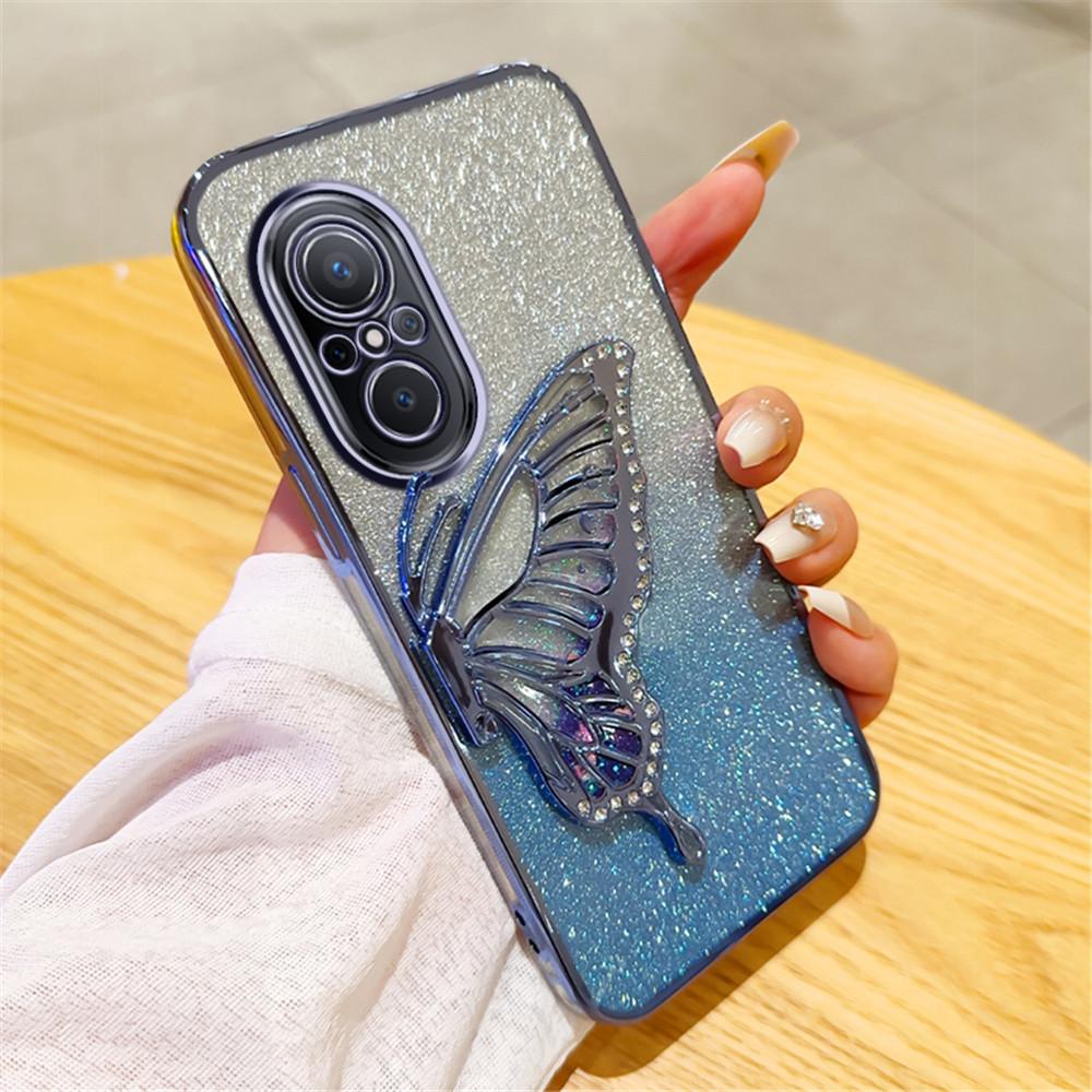 Nova 9 SE Gradient Glitter Butterfly Quicksand Phone Case For Huawei Nova 10 12 11 10 5T 7 11 9 8 7 SE Pro Y70 Plus Soft Cover