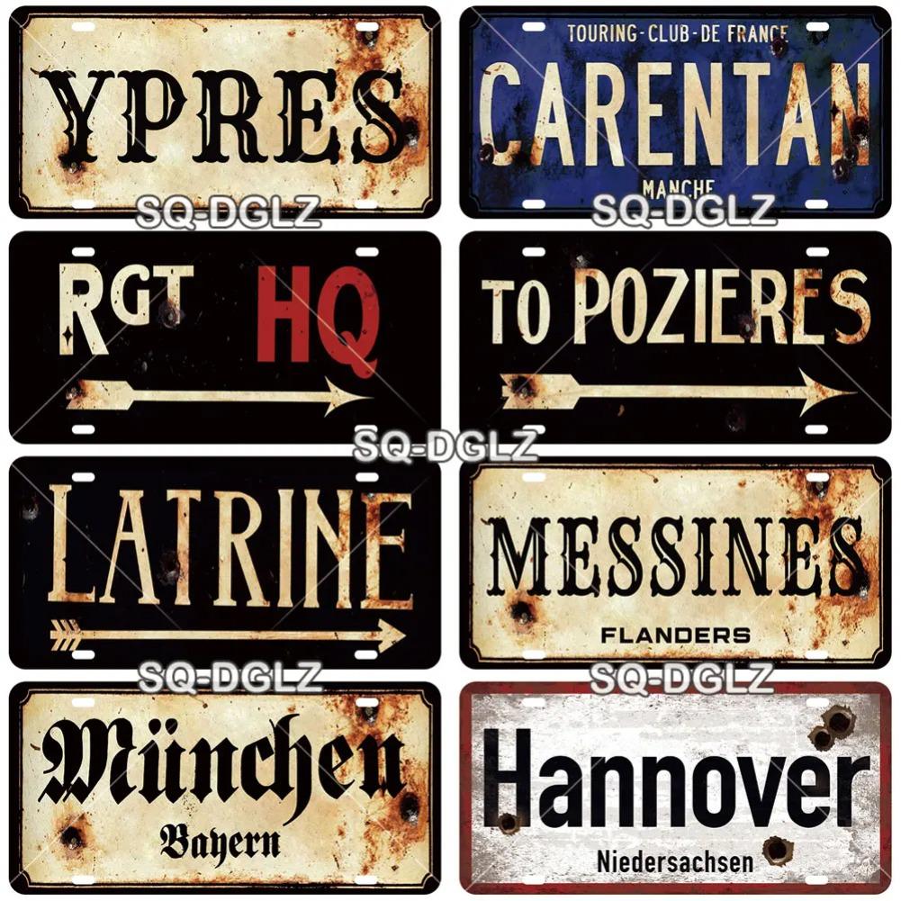 Vintage France City 15x30CM Plate Gemany War Tin Sign Bar Wall Decoration Metal Sign Home Decor Plaques Poster