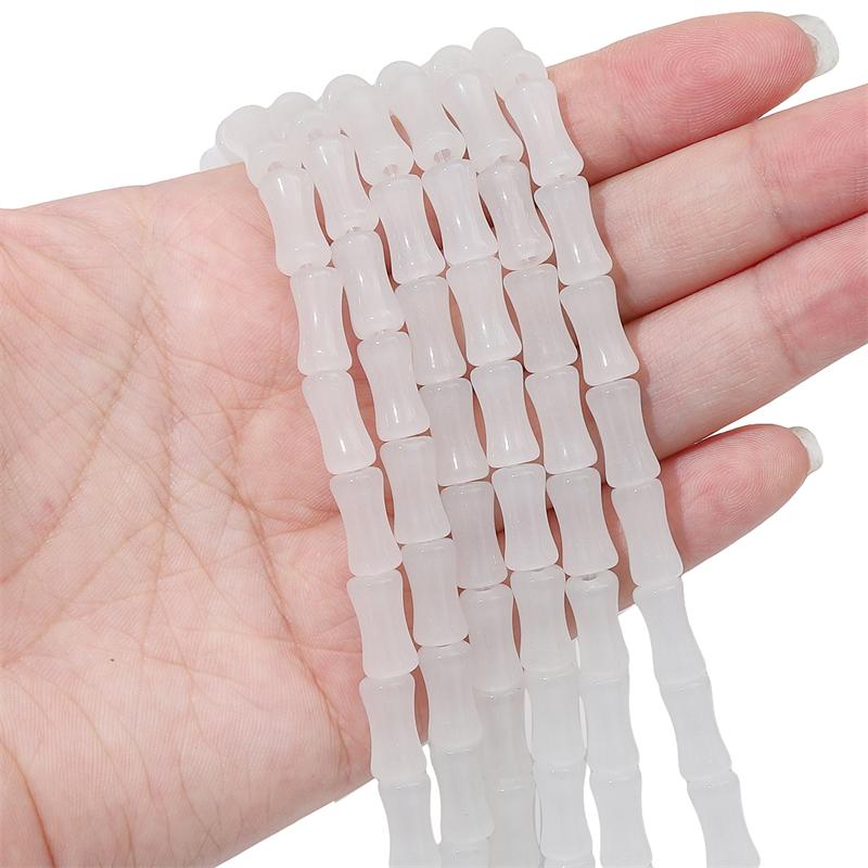 

20 шт., хрустальные стеклянные бусины, имитация нефрита, прямое отверстие, бамбуковое соединение, свободные бусины-разделители для изготовления ювелирных изделий, браслет, ожерелье белый
