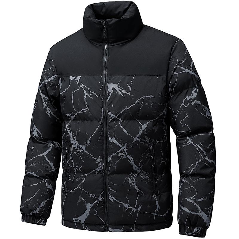 Men s Trendy Camouflage Cotton Jacket, Winter Warmth with Thickened Stand Collar Triple Extra Large