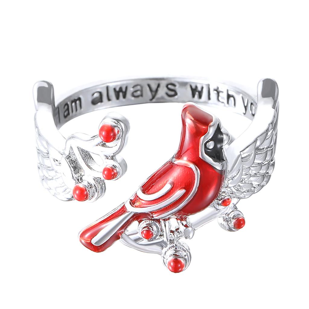 Hummingbird & Flower Open Ring Collection, Gold/Silver Tone Adjustable Gemstone Bird Rings for Women