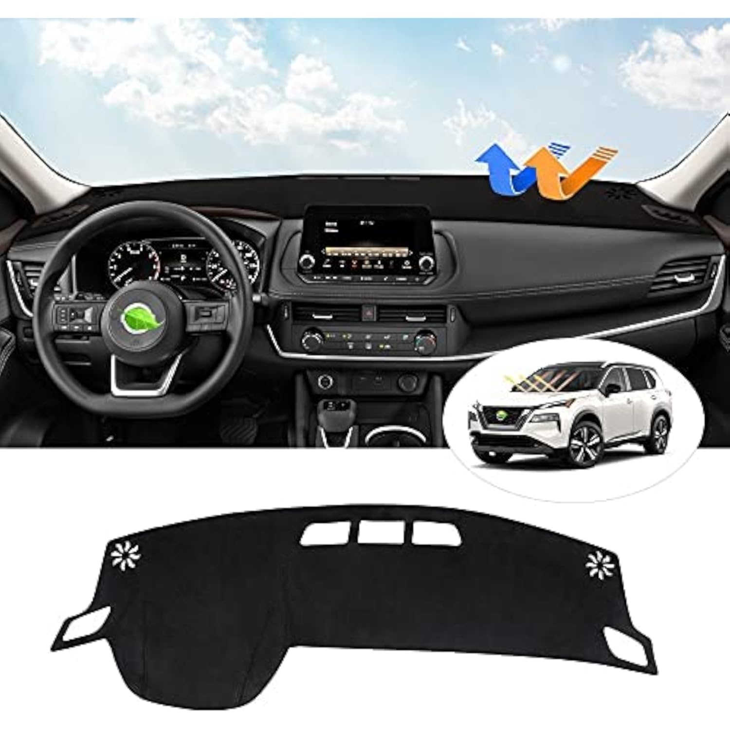 Dashboard Cover Mat for Nissan Rogue 2026-2026 2026 Accessories Dash Cover Flannel Dash Mat Sunshade Glare UV Rays Protector