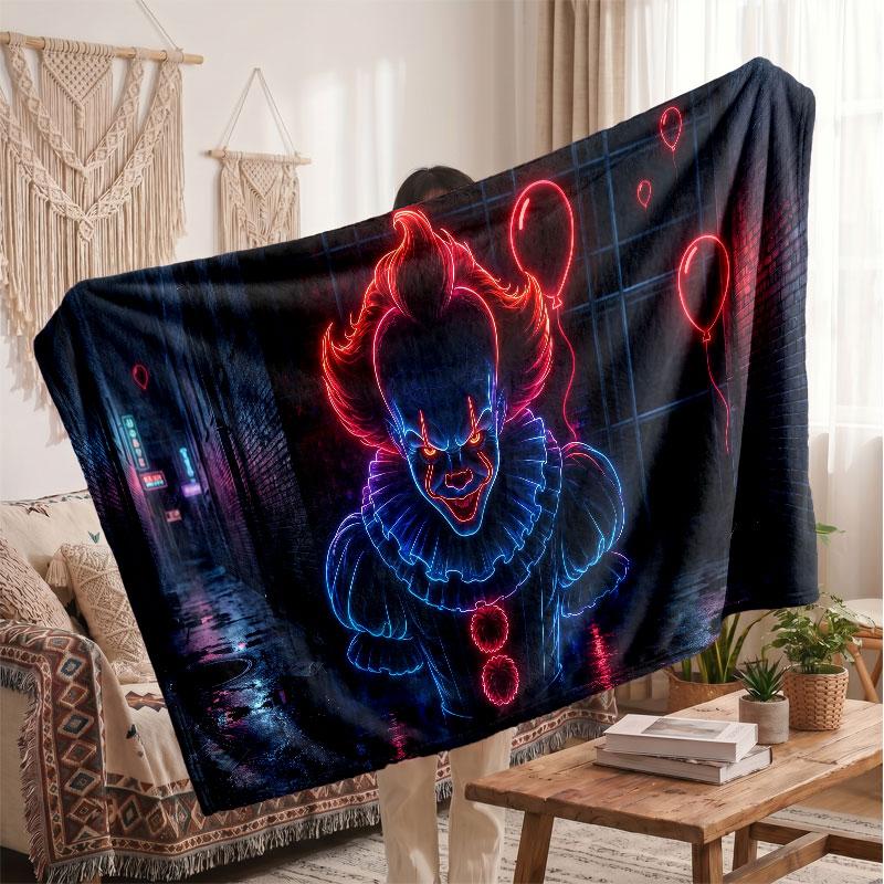 Warm Flannel BlanketIT Pennywise Soft Cozy Throw Blanket for Bedroom Couch