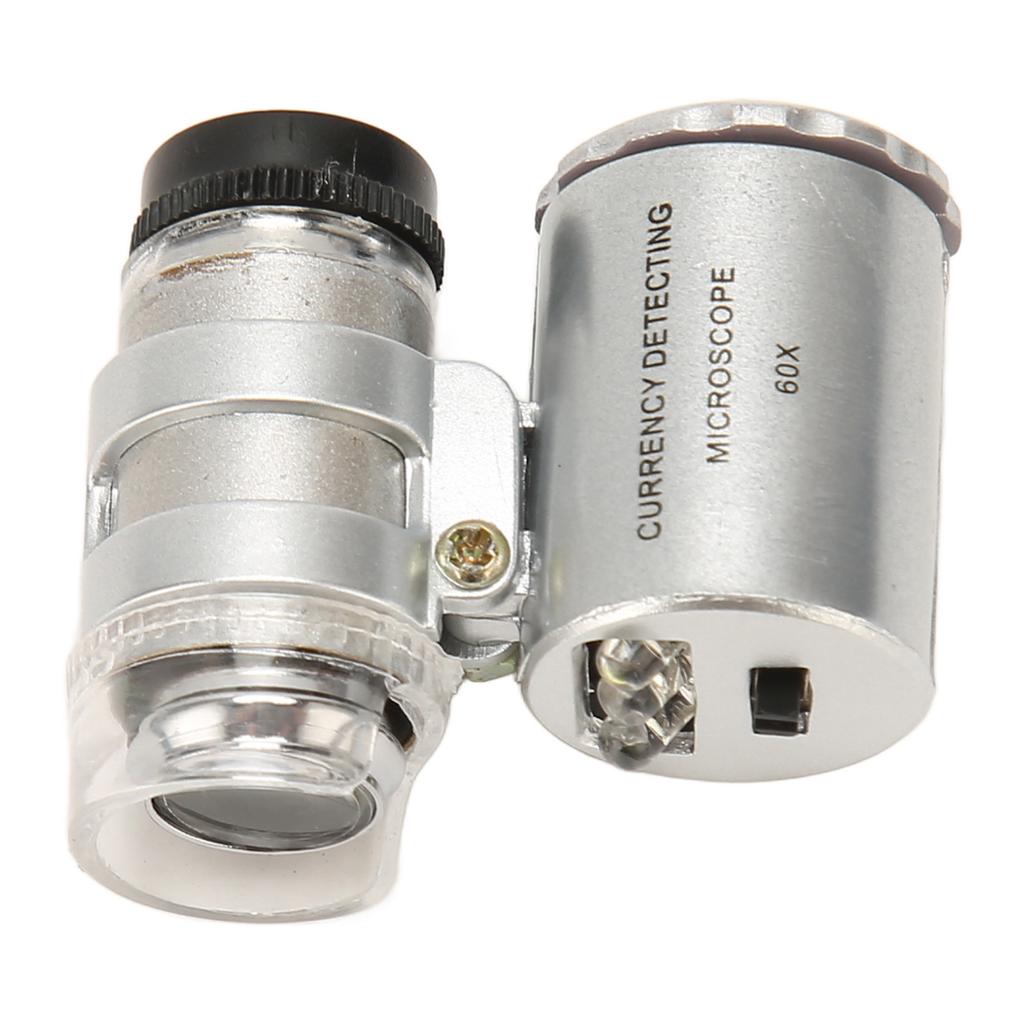 Jewelers Eye Loupe 60X Magnification LED Lights Foldable Design Pocket Microscope for Jewel