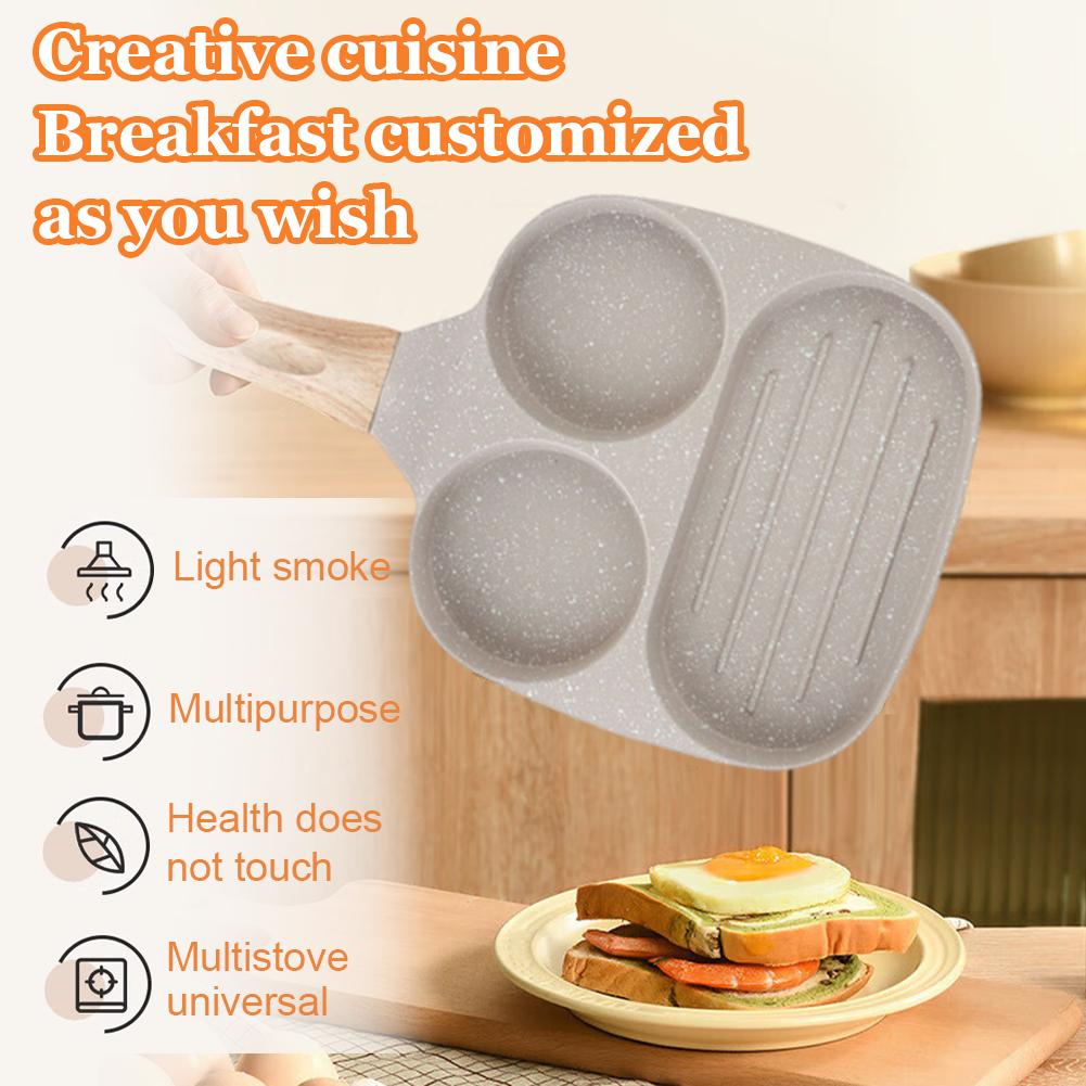 Medical Stone Frying Pan Nonstick Pancake Pan Divided Granite Omelette Skillet for Gas Stove and Induction Cookware