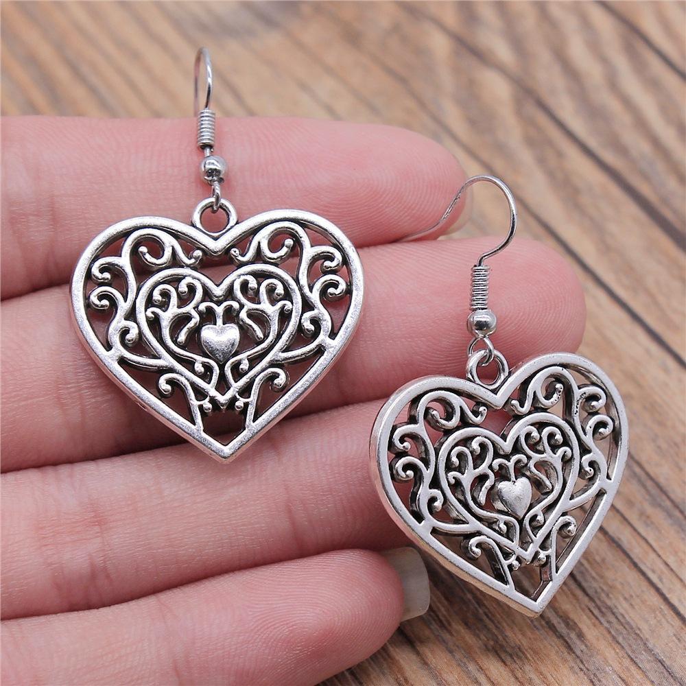 24 Styles Simple Design Gothic Punk Style Hollow Heart Drop Earrings For Women Vintage Fashion Earring Gift