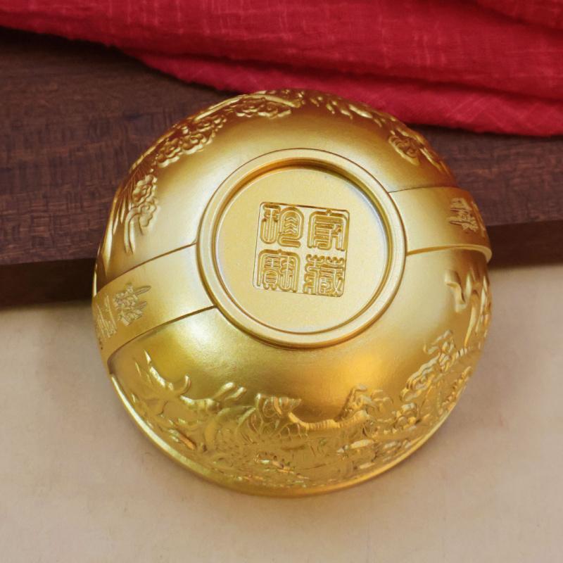 Brass Auspicious Pure Copper Dragon and Phoenix Treasure Bowl Ornament Office Home Desktop Creative Deco